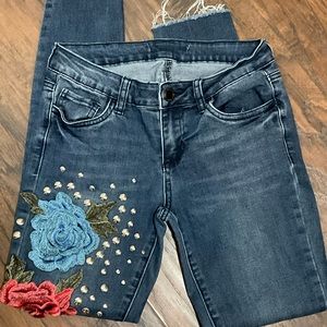 Versona Women Skinny Jeans Pant, 4D Embroidered with Metal Studs Decor. …